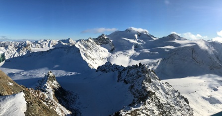 View of Wildspitze, Austria's 2nd highest peak, from the top of Pitztal