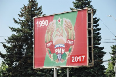 Billboard in Tiraspol celebrating 27 years of existence as an independent state
